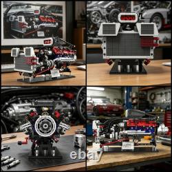 V8 Supercharged Engine Model Kit, 1151+ Parts, 8-Cylinder Car Motor Building