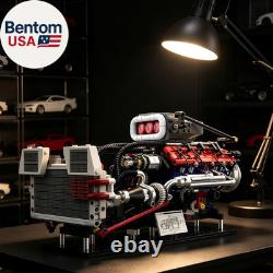 V8 Supercharged Engine Model Set, Moc 8-Cylinder Car Motor Engine Building Kit Th
