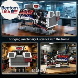 V8 Supercharged Engine Model Set, Moc 8-Cylinder Car Motor Engine Building Kit Th