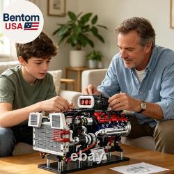V8 Supercharged Engine Model Set, Moc 8-Cylinder Car Motor Engine Building Kit Th