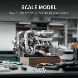 V8 Twin-Turbo Engine Model Kit with Motor 2899 PCS STEM Building Set