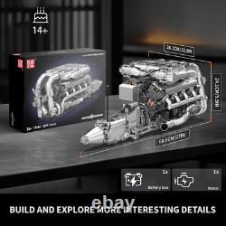 V8 Twin-Turbo Engine Model Kit with Motor 2899 PCS STEM Building Set