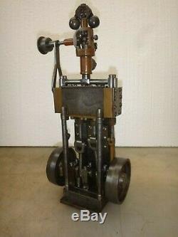 VERTICAL 2 CYLINDER STEAM ENGINE MODEL Old Neat and Rare! Twin Cylinder Motor