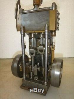 VERTICAL 2 CYLINDER STEAM ENGINE MODEL Old Neat and Rare! Twin Cylinder Motor