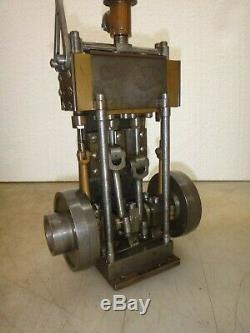 VERTICAL 2 CYLINDER STEAM ENGINE MODEL Old Neat and Rare! Twin Cylinder Motor