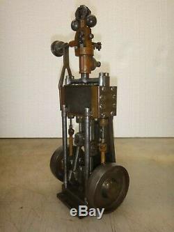 VERTICAL 2 CYLINDER STEAM ENGINE MODEL Old Neat and Rare! Twin Cylinder Motor