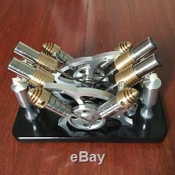 V-4 Hot Air Stirling Engine Motor Toy External Combustion Engine Generator Model