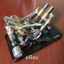 V-4 Hot Air Stirling Engine Motor Toy External Combustion Engine Generator Model