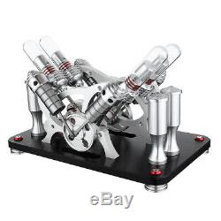 V-4 Hot Air Stirling Engine Motor Toy External Combustion Engine Generator Model