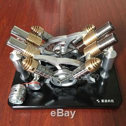 V-4 Hot Air Stirling Engine Motor Toy External Combustion Engine Generator Model