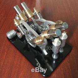 V-4 Hot Air Stirling Engine Motor Toy External Combustion Engine Generator Model