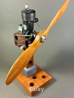 Vintage 1946 Bullet. 27 Model Airplane Engine, Custom Stand Propeller