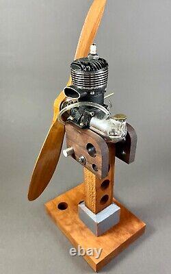 Vintage 1946 Bullet. 27 Model Airplane Engine, Custom Stand Propeller