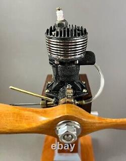 Vintage 1946 Bullet. 27 Model Airplane Engine, Custom Stand Propeller