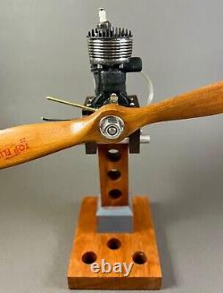 Vintage 1946 Bullet. 27 Model Airplane Engine, Custom Stand Propeller