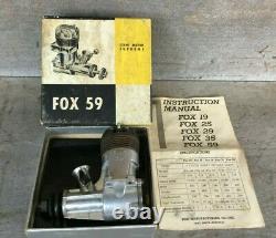 Vintage FOX 59 Stunt Motor Supreme Model Airplane Engine in Original Box UNTEST