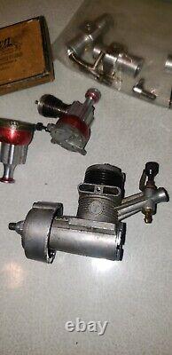 Vintage Model Toy Rc Plane Engine Motors Lot + Parts AS IS
