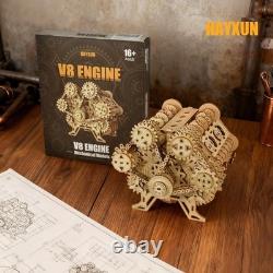 Wooden V8 Engine Model Kit Working Motor, 3D Puzzle & DIY Hobby Gift